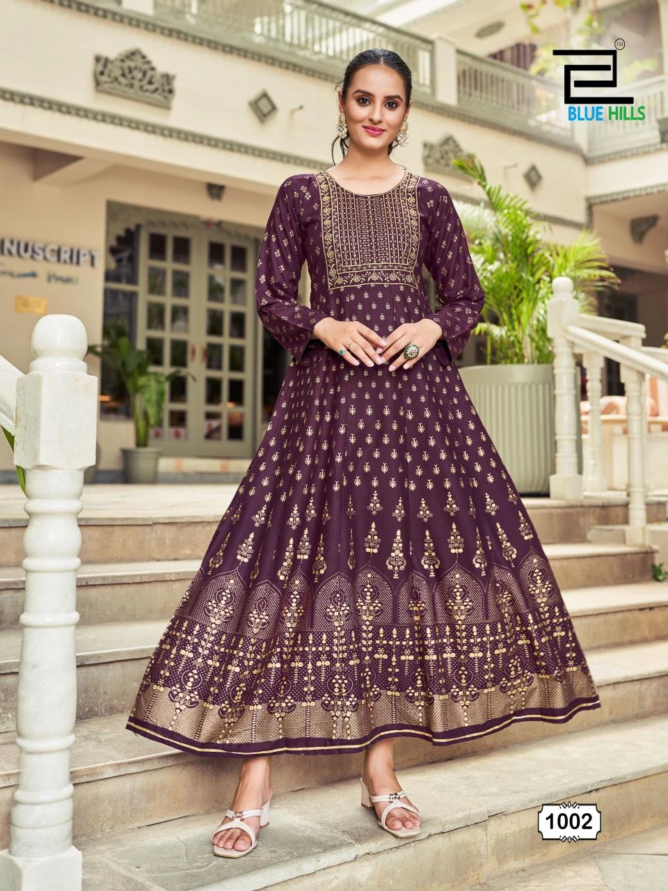Blue Hills Inaya Rayon 14Kg Wholesale Anarkali Gown Catalog — Wholesale Kurtis, Blue Hills wholesale from Surat - Gallery Image 3